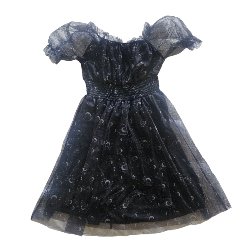 Black Sheer Moon Pattern Dress